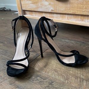 Black velvet strappy heals